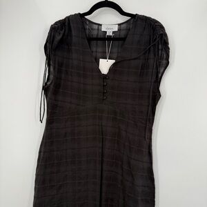 NWT Wish Australia Esmaee Black Midi Dress Sleeveless Sheer Shirt Kaftan Small